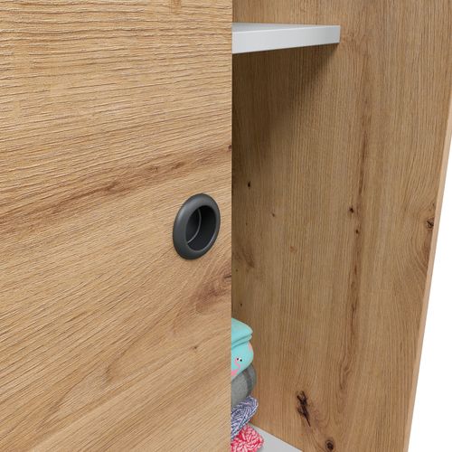 Armoire 2 portes coulissantes L. 120 cm TOP imitation chêne