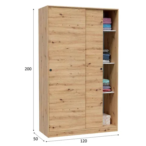 Armoire 2 portes coulissantes L. 120 cm TOP imitation chêne