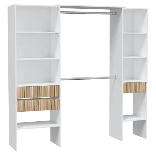 Kit dressing L. 190 cm ETHNA blanc et imprimé effet relief vue 3/4