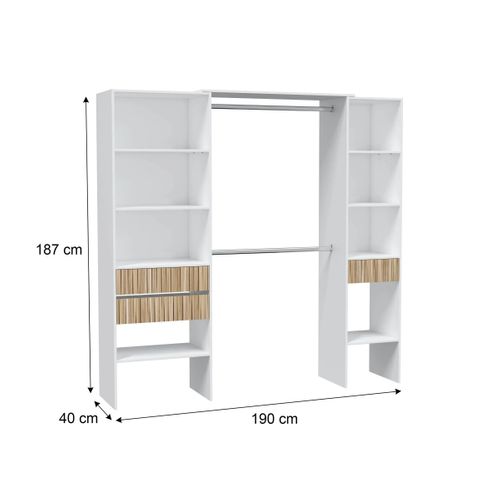 Kit dressing L. 190 cm ETHNA blanc et imprimé effet relief