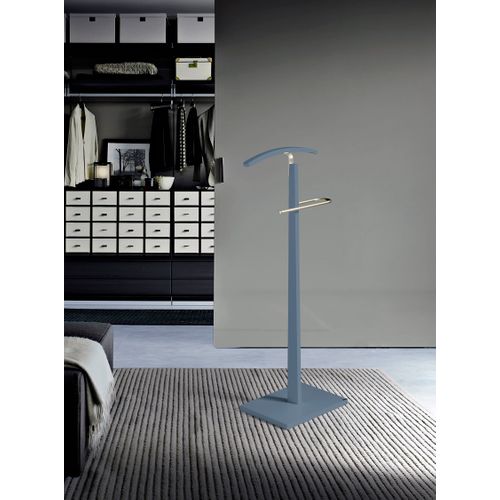 Valet De Nuit En Hêtre Massif Laqué Et Métal Chromé, Modèle Smart, Couleur Bleu.