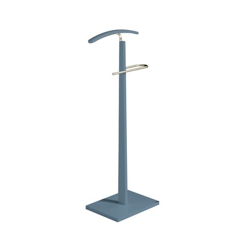 Valet De Nuit En Hêtre Massif Laqué Et Métal Chromé, Modèle Smart, Couleur Bleu.