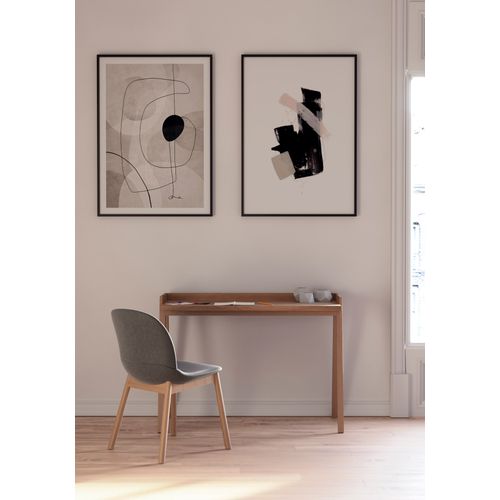 Bureau Fabriqué En Mélamine Et Hêtre Massif, Modéle Berlin En Couleur Noyer