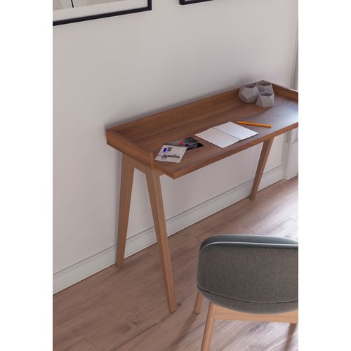 Bureau Fabriqué En Mélamine Et Hêtre Massif, Modéle Berlin En Couleur Noyer