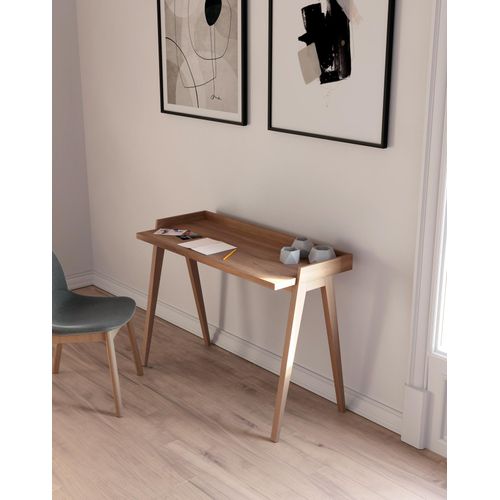 Bureau Fabriqué En Mélamine Et Hêtre Massif, Modéle Berlin En Couleur Noyer