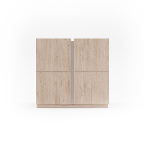 Meuble à Chaussures, Modèle Odda, Avec Deux Portes, En Couleur Chêne Clair Et Taupe