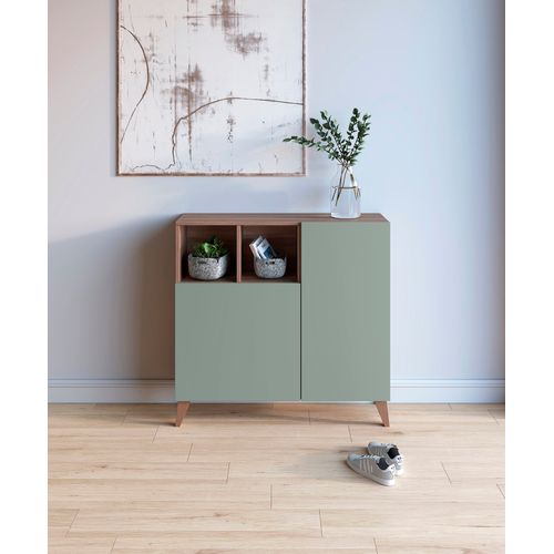 Meuble à Modèle Chaussures Oslo, Noyer Avec Portes Verts.