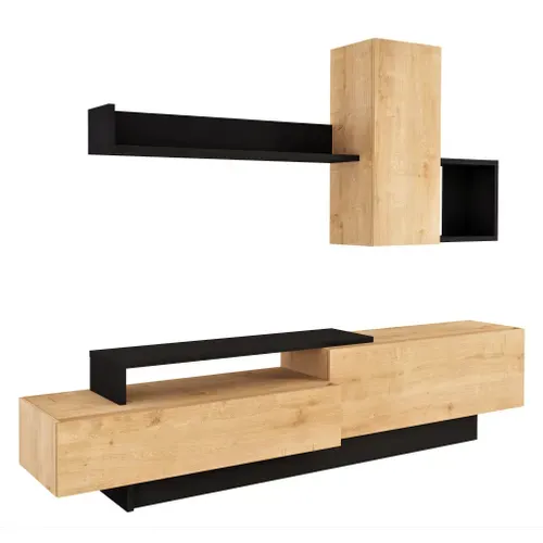 Meuble TV KASTLE Imitation chêne et Noir