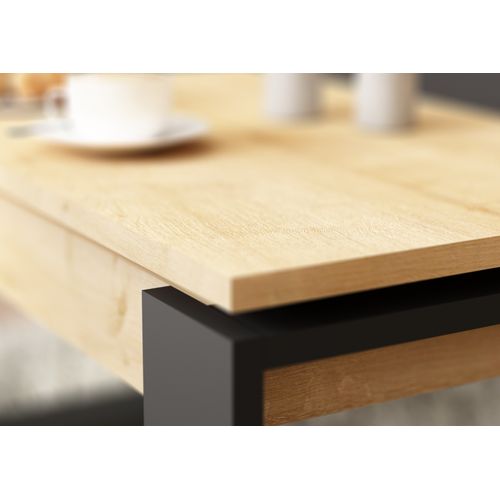 Table basse avec plateau relevable COSMIT imitation chêne et noir vue détaillée
