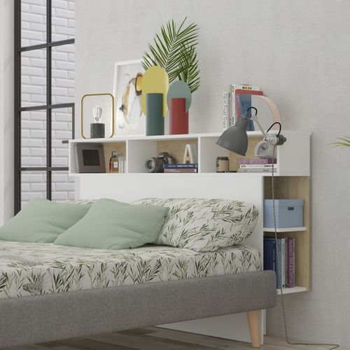 Tête de lit 160 cm HORIZON imitation chêne et blanc