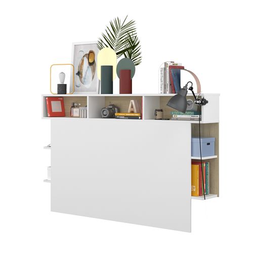 Tête de lit 160 cm HORIZON imitation chêne et blanc