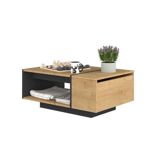 Table basse CUBE imitation chêne et noir