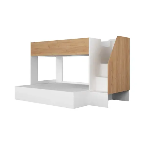 Lit superposé 90x190 et 140x190 cm ALEX imitation chêne et blanc vue de derrière