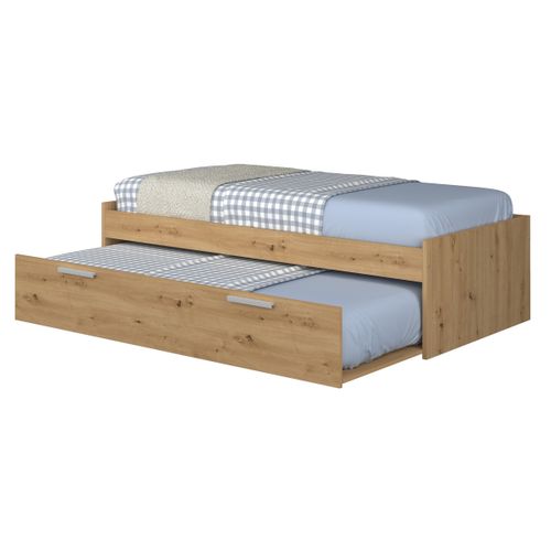 Lit gigogne 2x 90x190 cm MATHEO imitation chêne