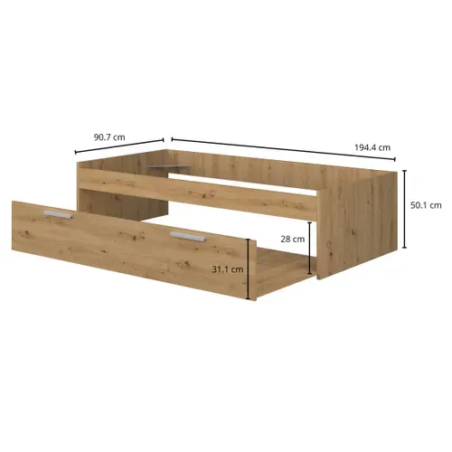 Lit gigogne 2x 90x190 cm MATHEO imitation chêne