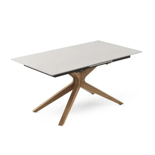 Table Extensible 160/200x90 Pied En Chêne Et Plateau En Céramique