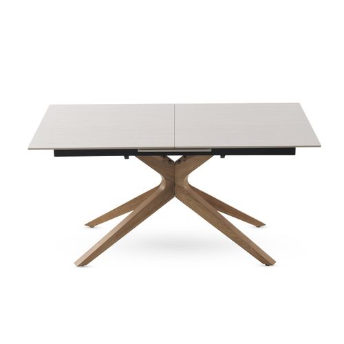 Table Extensible 160/200x90 Pied En Chêne Et Plateau En Céramique