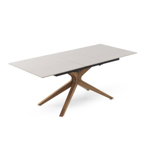 Table Extensible 160/200x90 Pied En Chêne Et Plateau En Céramique