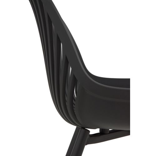 Lot De 4 Fauteuils En Polypropylène Couleur Gris Avec Pieds En Métal