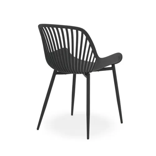 Lot De 4 Fauteuils En Polypropylène Couleur Gris Avec Pieds En Métal