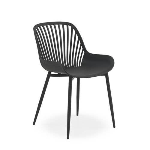 Lot De 4 Fauteuils En Polypropylène Couleur Gris Avec Pieds En Métal