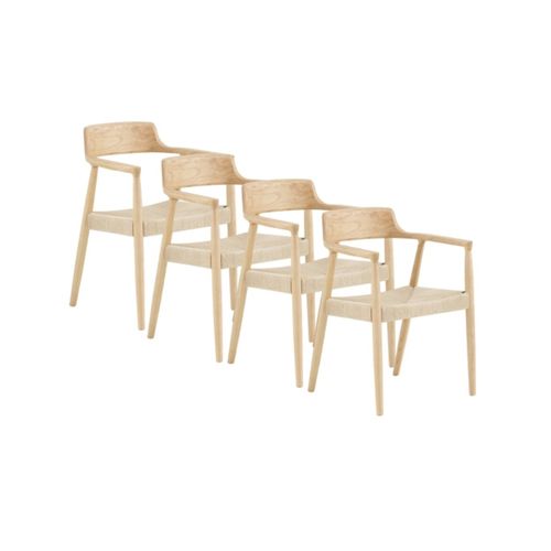 Lot De 4 Fauteuils En Bois De Toon