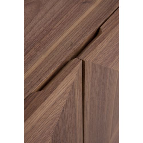 Buffet 4 Portes Plaqué Noyer Avec Pieds Hauts En Bois