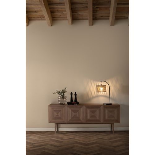 Buffet 4 Portes Plaqué Noyer Avec Pieds Hauts En Bois