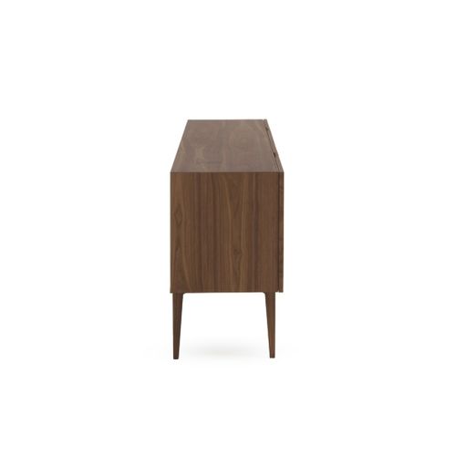 Buffet 4 Portes Plaqué Noyer Avec Pieds Hauts En Bois