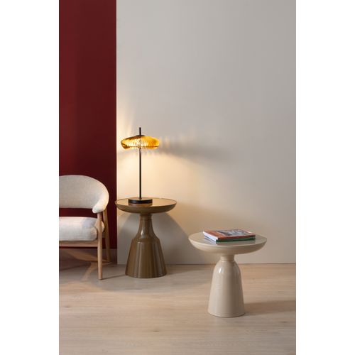 Table D'appoint En Métal Marron Avec Plateau En Verre
