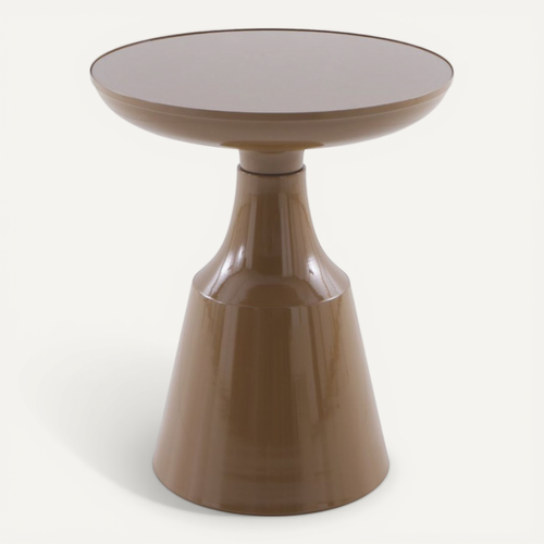Table D'appoint En Métal Marron Avec Plateau En Verre