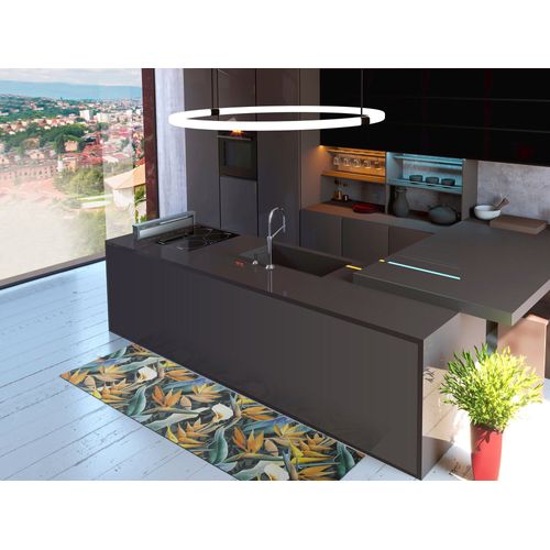 Tapis De Cuisine Feuilles Ricci Foresta Jaune/bleu/vert 52x100 Cm