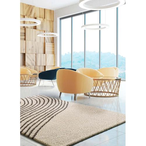 Tapis Shaggy Abstrait Lush Coastalina Blanc/noir 120x180 Cm
