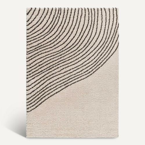 Tapis Shaggy Abstrait Lush Coastalina Blanc/noir 120x180 Cm