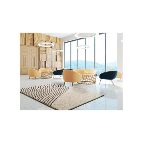 Tapis Shaggy Abstrait Lush Coastalina Blanc/noir 120x180 Cm