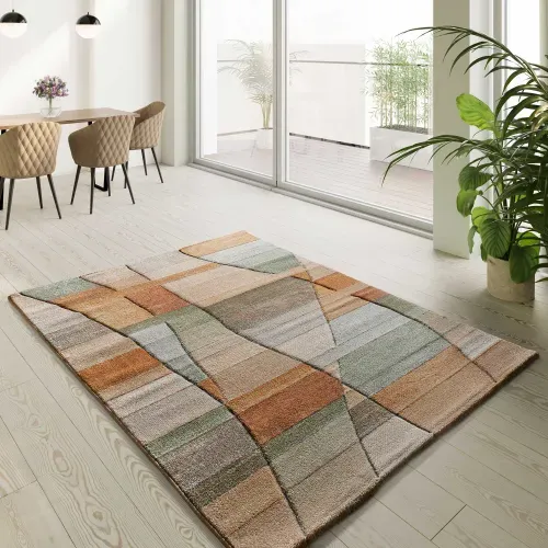 Tapis Géométrique Sora 40325 Beige/rouille/vert 160x230 Cm