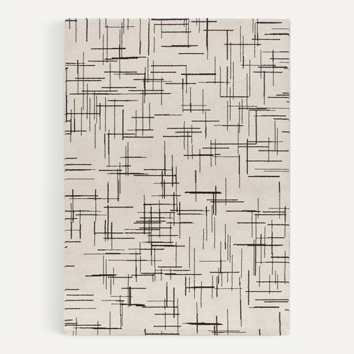 Tapis Géométrique Retro 12890 Blanc/noir 160x230 Cm