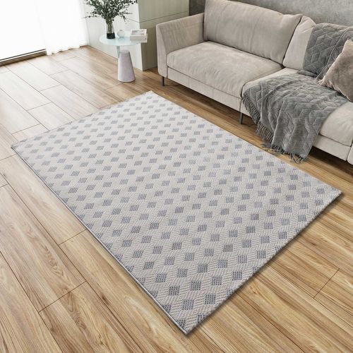 Tapis Géométrique à Relief Baresa 12951 Gris Clair 133x190 Cm