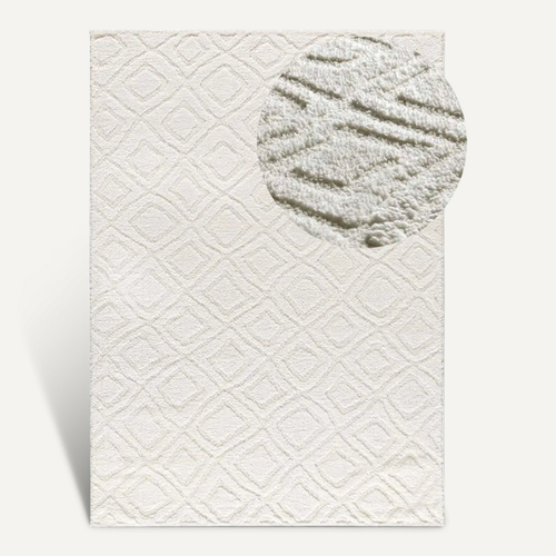 Tapis Scandinave à Relief Juno 111 Blanc 190x285 Cm