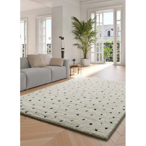 Tapis Shaggy Scandinave Atesa 80406 Blanc/noir 60x120 Cm