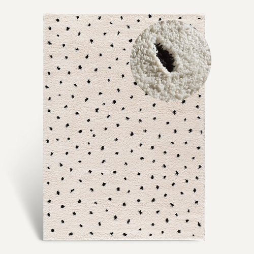 Tapis Shaggy Scandinave Atesa 80406 Blanc/noir 120x170 Cm