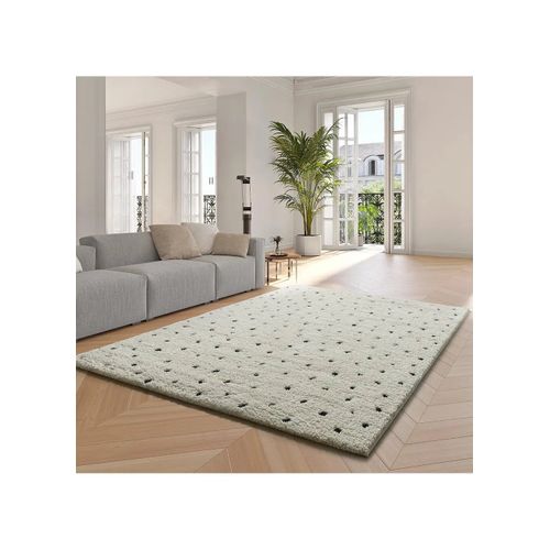 Tapis Shaggy Scandinave Atesa 80406 Blanc/noir 120x170 Cm