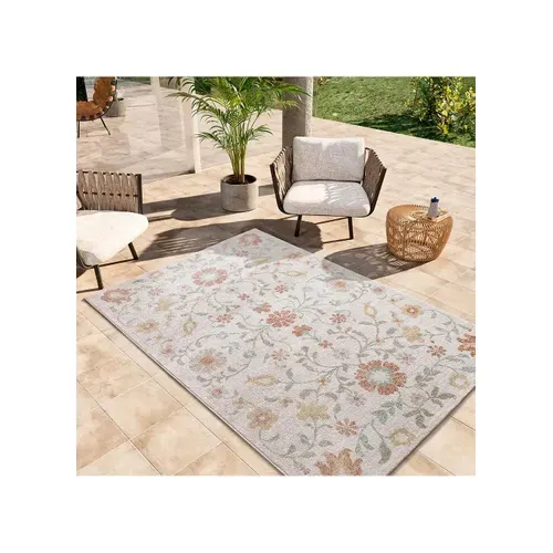 Tapis Extérieur Motifs Floraux Samara 54578 Beige/multicolore 160x230 Cm