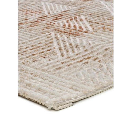Tapis Géométrique Á Relief Keops 4448 Beige/rouille 134x200 Cm