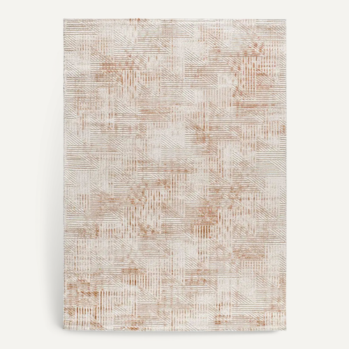 Tapis Géométrique Á Relief Keops 4448 Beige/rouille 134x200 Cm