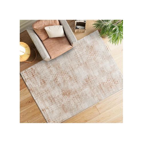 Tapis Géométrique Á Relief Keops 4448 Beige/rouille 134x200 Cm