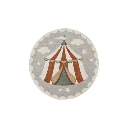 Tapis Enfant Rond Cirque Beats 40486 Gris 120x120 Cm