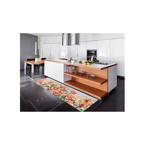 Tapis De Cuisine Fleurs Ricci Camelia Multicolore 52x200 Cm