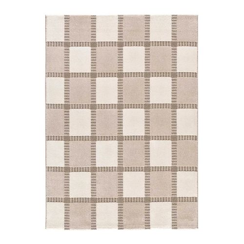 Tapis Géométrique à Relief Candela 2451 Beige/blanc 160x230 Cm