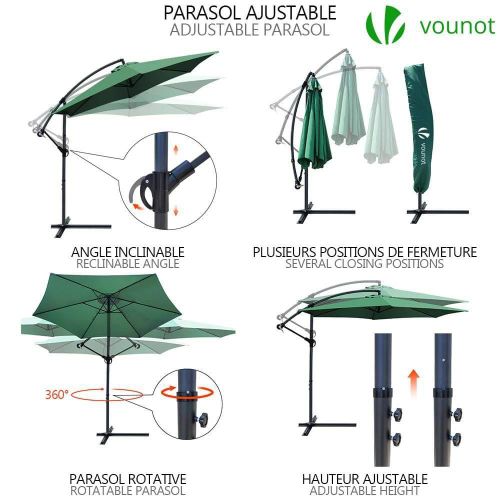 Parasol Deporte 3m Avec Housse De Protection Vert